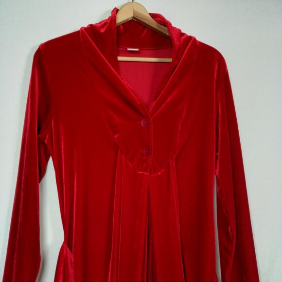 Vintage Y2K Magdalena Velour Duster Shirt S Red Whimsigoth Renaissance Vampire - Picture 7 of 16